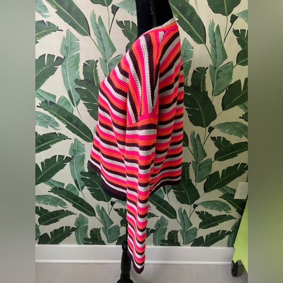 Lisa Todd Pop Cardi Neon Striped Cardigan Sweater M - Picture 7 of 9